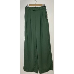 A New Day Green‎ Wide Leg Fluid Pleated Waist High Rise Pants Size 6L Minimalist